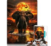 African Elephants Puzzles for Teenagers 1000 Pieces,Challenging To Complete But Fun And Humorous with Matching Poster And Trivia Sheet 38x26cm