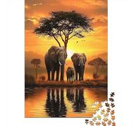 African ElephantsPuzzles 1000 Pieces for Adults for Adults 1000 Piece Puzzle Educational Challenge Games Home DecoratioSafari Wildlife Scene