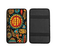 African Ethnic Car Armrest Cushion Indian Waterproof Auto Center Console Pad Car Armrest Seat Box Cover Protector Universal Fit for Most Vehicle SUV