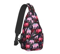 African Ethnic Elephant Chest Bags Crossbody Sling Bag Travel Hiking Backpack Casual Shoulder Daypack for Women Men