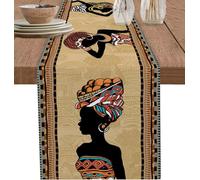 African Ethnic Female Table Runner, Wedding Decor, Tablecloth, Kitchen Table Decoration Home Party Decor (200cm x 33cm, Kanem Bornu)