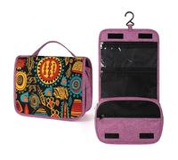 African Ethnic Hanging Toiletry Bag Indian Travel Wash Bag Cosmetics Makeup Organizer for Women Men Portability Multi-Compartment