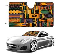 African Ethnic Pattern Car Windshield Sun Shade - Reflector Sunshade Offers Ultimate Protection for Car Interior, Cool Reflective Sun Blocker Fits Small Sedans, Mini SUVs 55"x30"