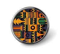 African Ethnic Pattern Lapel Pin Cute Metal Brooch Pin Fashionable Round Badge for Shirts, Hats, Jackets Unique Fashion Accessories Gift for Men & Women