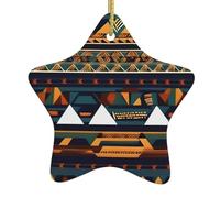 African Ethnic Pattern Print Ceramic Christmas Tree Ornament Hanging Decorations Home Decor Gifts for Christmas
