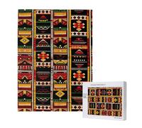 African Ethnic Pattern Printed Jigsaw Puzzle with Storage Box, Wooden Puzzle for Adults and Kids, 500 Pieces Family Fun Decorative Game, 38x52 CM