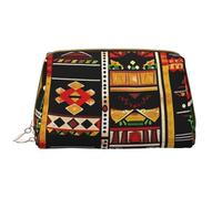 African Ethnic Pattern Printed Makeup Bag for Women Portable Leather Make up Bag Travel Zipper Cosmetic Bags Organizer