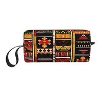 African Ethnic Pattern Printed Makeup Bag with Handle, Lightweight Portable Cosmetic Organiser for Travel, Gym & Daily Use – Gift for Women Girls