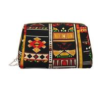 African Ethnic Pattern Printed Small Makeup Bag Portable Leather Make up Bag Travel Zipper Cosmetic Bags Organizer for Women