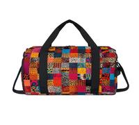 African Ethnic Pattern Sport Duffel Bag with Shoes Compartment Overnight Weekender Bags Travel Gym Luggage Organizer for Women Men Kids Girls Boys
