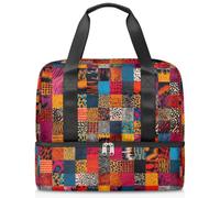 African Ethnic Pattern Sports Duffle Bag for Women Men Kirls Boys Girls 21 L Weekend Overnight Bags Wet Seperated Tote Bag for Travel Gym Yoga