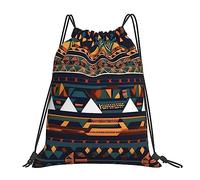 African Ethnic Pattern Unisex String Backpack Adjustable Drawstring Backpack Portable Swimming Bag For Yoga Football Hiking