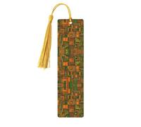 African Ethnic Print -Print Wooden Bookmarks with Tassel for Readers and Book Lovers - Artistic Handmade Gifts for Teachers Colleagues Office Desk Decor.