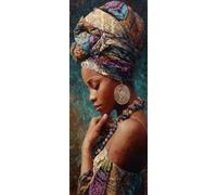 African Ethnic Style Diamond Art Kits Adults Large 5D Woman Diamond Painting Kits, DIY Full Drill Crystal Art Craft Rhinestone Embroidery Cross Stitch for Adults 15.7x31.5 Inch/40x80 cm -LR1008