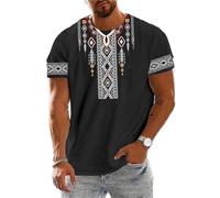 African Ethnic Tee Tops for Men Short Sleeve Ankara Dashiki Pattern Blouse Summer Tribal Kente T-Shirt