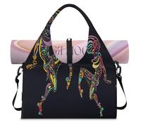 African Ethnic Woman Sports Duffle Bag with Shoe Compartment Hippie Woman Weekend Overnight Bags Tote Cabin Luggage Bag for Gym Yoga Travel