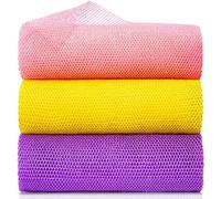 African Exfoliating Net Sponge - Long Nylon Bath Net for Deep Body Scrub, Rich Lather & Back Cleansing, Quick-Dry & Durable Shower Accessory (3 Pack)