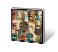 African Faces Art Masks Square Brooch Metal Pin Badges Fashion Lapel Pins Jewellery Unisex