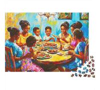 African Family Dinner Year in Pictures 1000 Piece with High Definition Print Jigsaw Puzzles As An Ultra Difficult Puzzle for Travel Jigsaw Puzzle 70x50cm/1000pcs