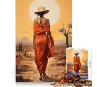 African Fashion Art Jigsaw Puzzles for Adults1000 Pieces Serene Game Home Fun Pattern Build Xmas Idea (38x26cm)