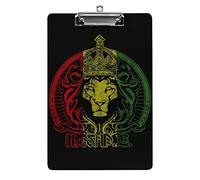 African Flag Lion Rasta Jamaica Reggae A4 Size Clipboard Funny Aesthetic Working Studying Letter Standard Clip Board 12.5×8.5 in Hardboard for School Classroom Kids Writing Drawing