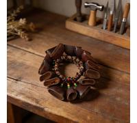 African Foot Rattle Made of Nut Shells - Handmade Percussion Instrument for Dance & Rhythm - Natural Dora Nut Bell Wreath 48-78 mm