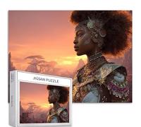 African Future Tribe Girl 1000 Piece Jigsaw Puzzles for Adults Tribal Warrior Art Jigsaw Puzzle Challenging Family Activity Games Colorful DIY Craft Puzzle for Home Decor Gifts 70×50cm