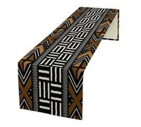 African Geometric Ethnic Table Runner Vintage Abstract African Traditional Mud Cloth Pattern Seasonal Summer Holiday Dinner Runner for Farmhouse Kitchen Dinner Table Holiday Party Decor 13"x120"