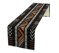 African Geometric Tribal Table Runner Vintage Abstract African Traditional Mud Cloth Pattern Seasonal Summer Holiday Dinner Runner for Farmhouse Kitchen Dinner Table Holiday Party Decor 13"x60"