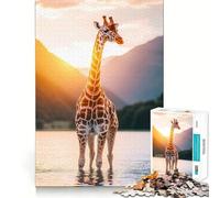 African Giraffe at Sunset 1000 Pieces Puzzles for Adults Strong Memory Quality Print Fun Challenge Night Fun (38x52cm)