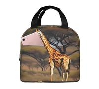 African Giraffe Print Portable Lunch Bag Reusable Lunch Bag for Men or Women Perfect for Office Picnic Travel