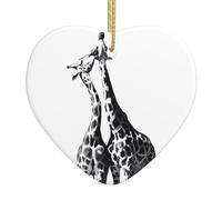 African Giraffe Printed Christmas pendant ceramic heart-shaped ornament perfect for Christmas and parties