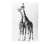 African Giraffe Printed Wooden Puzzle 1000 Piece, Cute Puzzle Game in Plastic Box for Family Entertainment and Brain Training Gifts