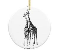 African Giraffe Printing Personalized Christmas Ceramic Ornament Xmas Hanging Decoration For Home Holiday Party Decor