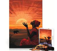 African Girl Sunset Prayer Jigsaw Puzzles for Adults 1000 Piece Strong Memory Pastime Game Joyful Challenge Thoughtful Gift (50x75cm)