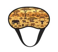 African Grassland Animals Black Border Satin Sleep Mask for Light Blocking Comfort