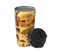African Grassland Animals Carry An Insulated Coffee Mug. Stylish 500ml Thermos That Keeps Drinks Hot For Hours, Perfect For Coffee, Tea And More.