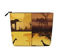 African Grassland Animals Cosmetic Bag for Women- Portable Travel Organiser, Toiletry Bag with Zip Closure