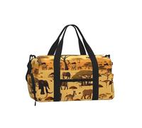 African Grassland Animals Duffel Bag with Shoe Compartment - Lightweight Water-Resistant Holdall Gym Bag with Built-in Wet and Dry Separation Pouch
