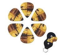 African grassland animals Guitar Picks 6 Pack 3 Different Thickness Celluloid Guitar Plectrums with Guitar Pick Holder Personalized Guitar Pick for Acoustic Guitar, Electric Guitar, Bass