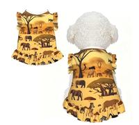 African grassland animals L Pet Apparel for Small Dogs-Cute Summer Outfit for Puppy, Soft Breathable Pet Clothes for Cat