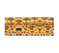 African Grassland Animals Pattern Oversized Keyboard and Mouse pad 12x31.5 inches, Lock-Edge Design, Non-Slip and wear-Resistant,