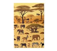 African grassland animals Picture puzzle.Wooden Jigsaw Puzzle for Adults, Unique Wall Art Decor Gift