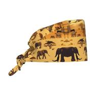 African Grassland Animals Printed Breathable Work hat - Sweat-Absorbent Band Design, Suitable for Men and Women, Black