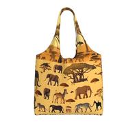 African grassland animals Printed Canvas Bag Women's Fashion Shoulder Tote Bag Lightweight Shopping Bag