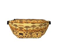 African grassland animals Printed waist bag with large capacity and double pockets, suitable for travel and sports.