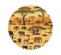 African Grassland Animals Round Single-Sided Printed Non-Slip Rubber Mouse pad 8in,