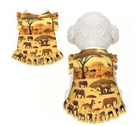 African grassland animals Ruffle Dog Dress Frilly Sleeveless Breathable Summer Party for Small Dogs Cats XL