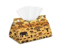 African Grassland Animals Tissue Box Cover - Long Facial Paper Organizer Modern PU Leather Napkin Holder for Car, Bedroom