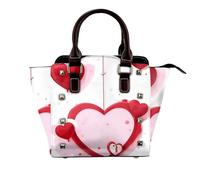 African grassland animals Women Top Handle Shoulder Bag Personality Rivet Satchel Tote Middle Size Handbag Purse Bag, Little Red Heart, One Size